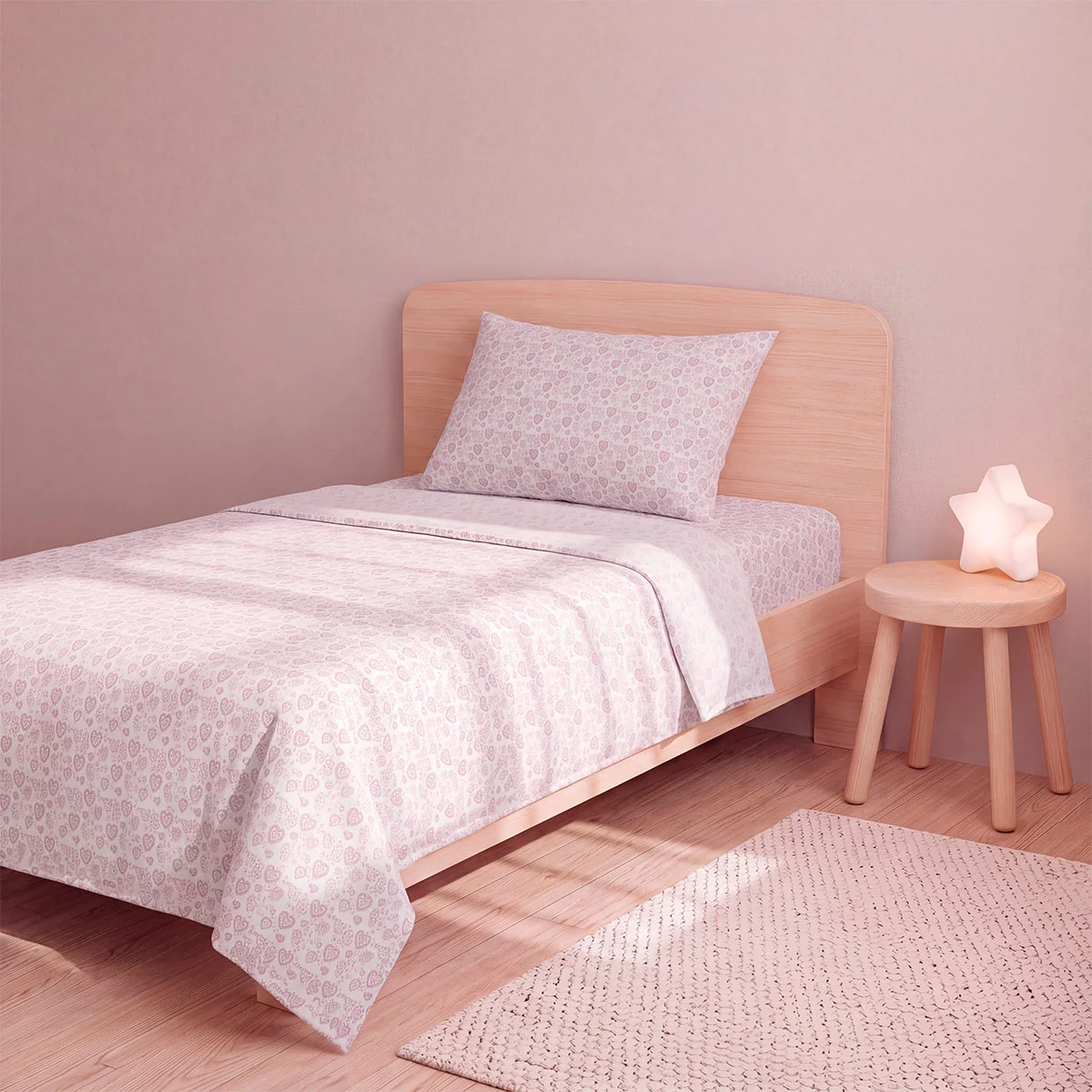 SET SÁBANAS RIPLEY HOME ESTAMPADA 1.5 PLAZAS ANIMALES CORAZONES PINK - 2