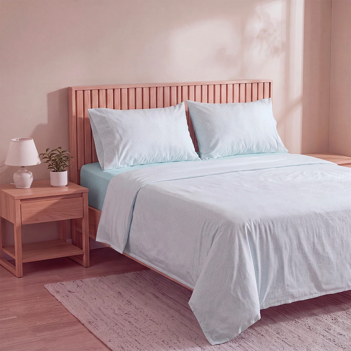 SET SÁBANAS RIPLEY HOME ESTAMPADA 180 HILOS KING COLIBRÍ CELESTE - 2