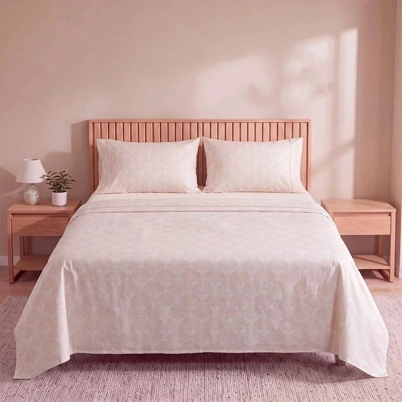 SET DE SÁBANAS RIPLEY HOME ESTAMPADA 180 HILOS QUEEN HOJAS TAUPE - 1