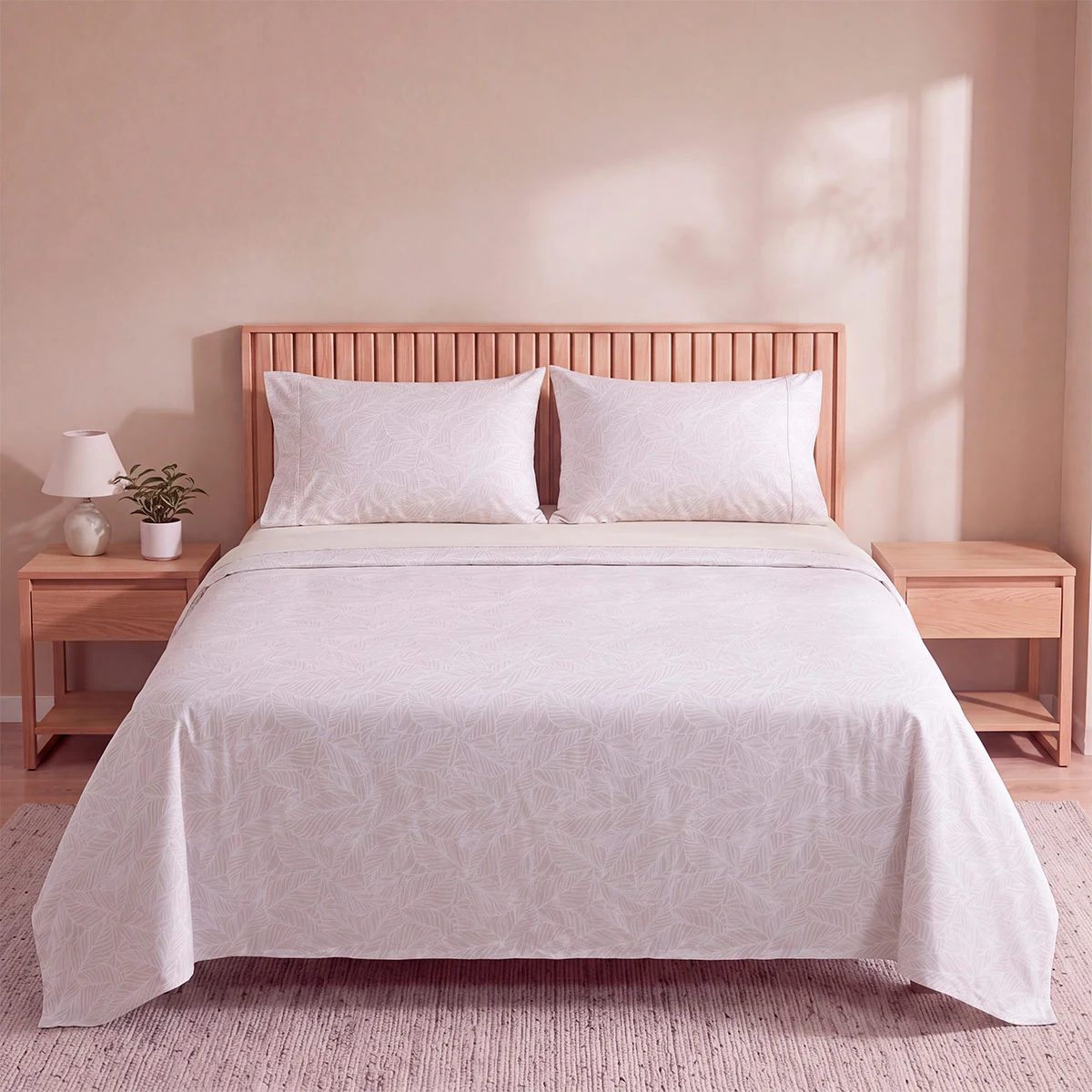 SET DE SÁBANAS RIPLEY HOME ESTAMPADA 180 HILOS QUEEN TROPICAL PALMERAS - 1