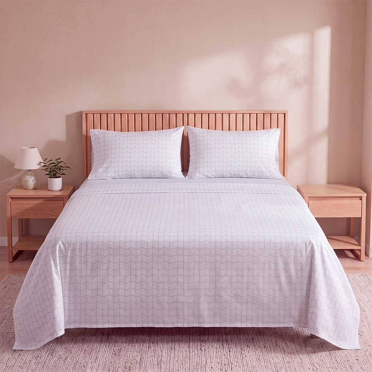 SET SÁBANAS RIPLEY HOME ESTAMPADA 180 HILOS KING BLACK AND WHITE GEO - 1