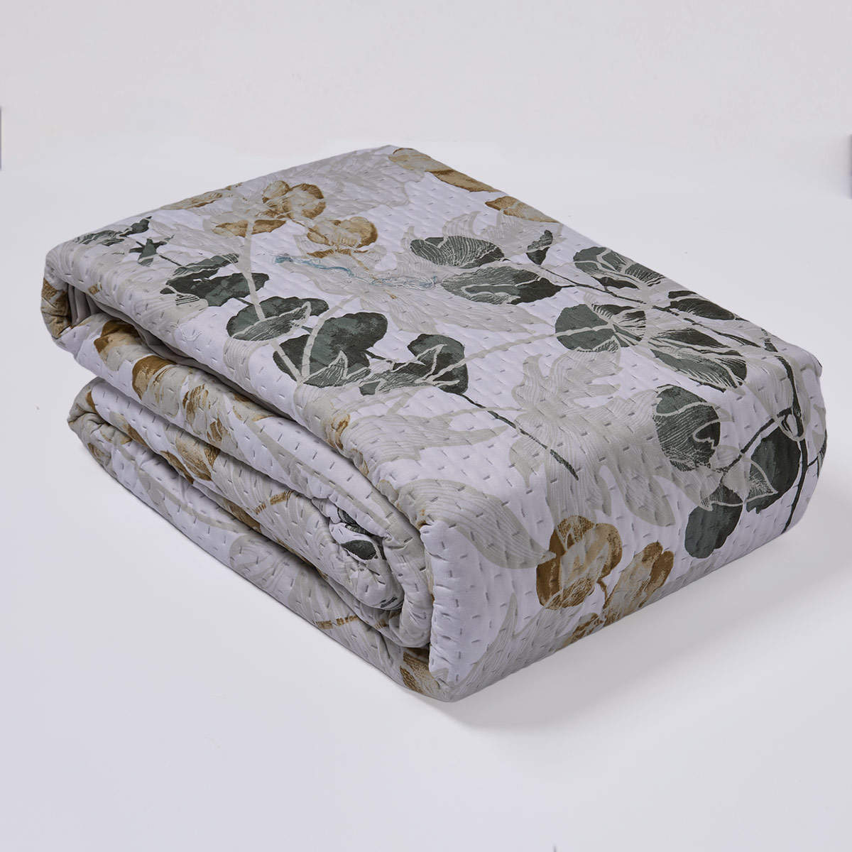 CUBRECAMA RIPLEY HOME ULTRASONIC ESTAMPADO KING HOJA VERDE - 4