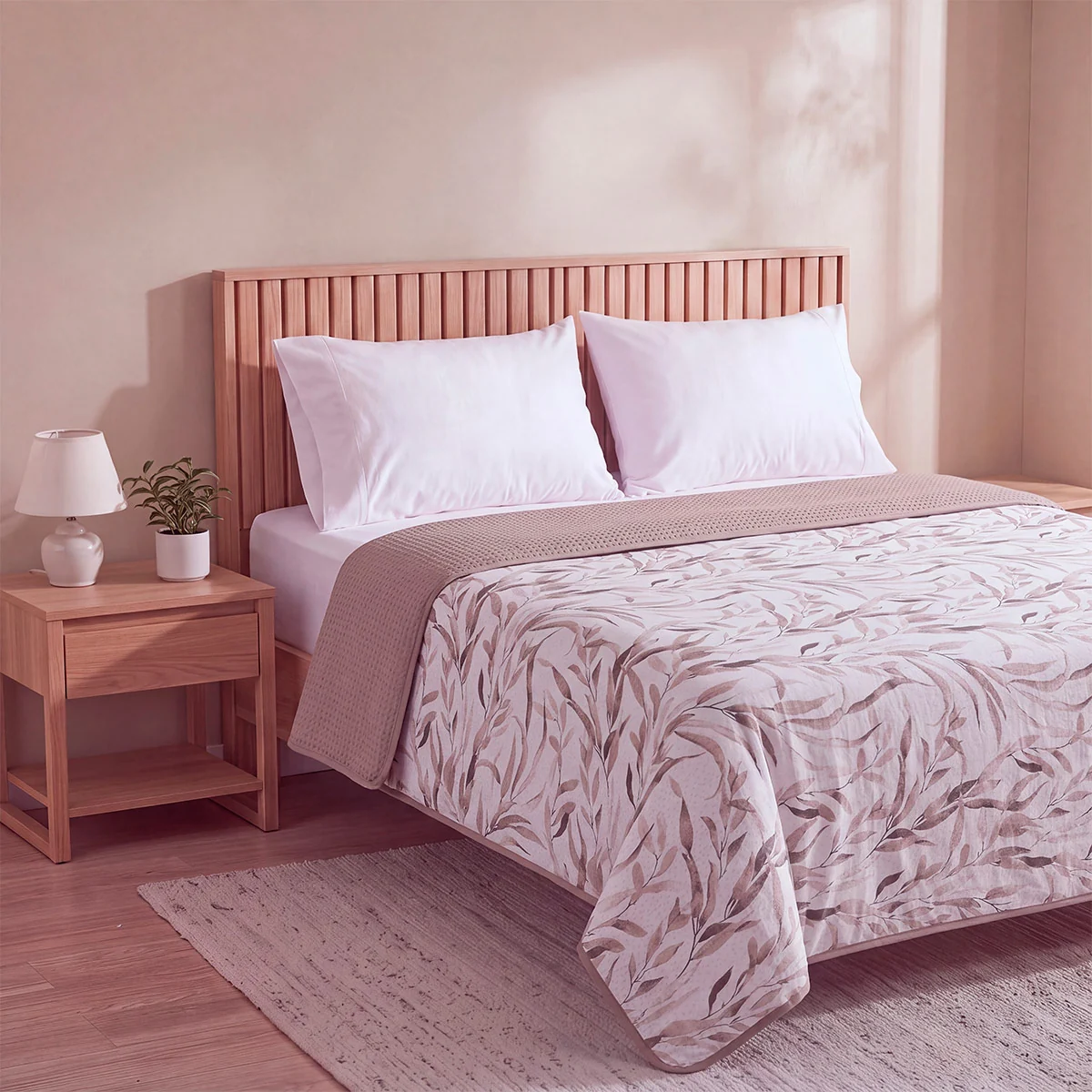 CUBRECAMA RIPLEY HOME ULTRASONIC ESTAMPADO KING HOJA OLIVO - 2