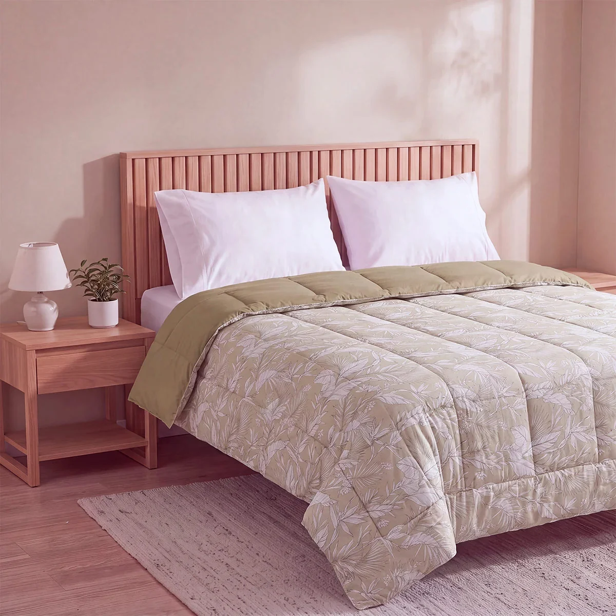 EDREDON RIPLEY HOME MICROFIBRA 1.5 PLAZAS HOJAS TAUPE - 2