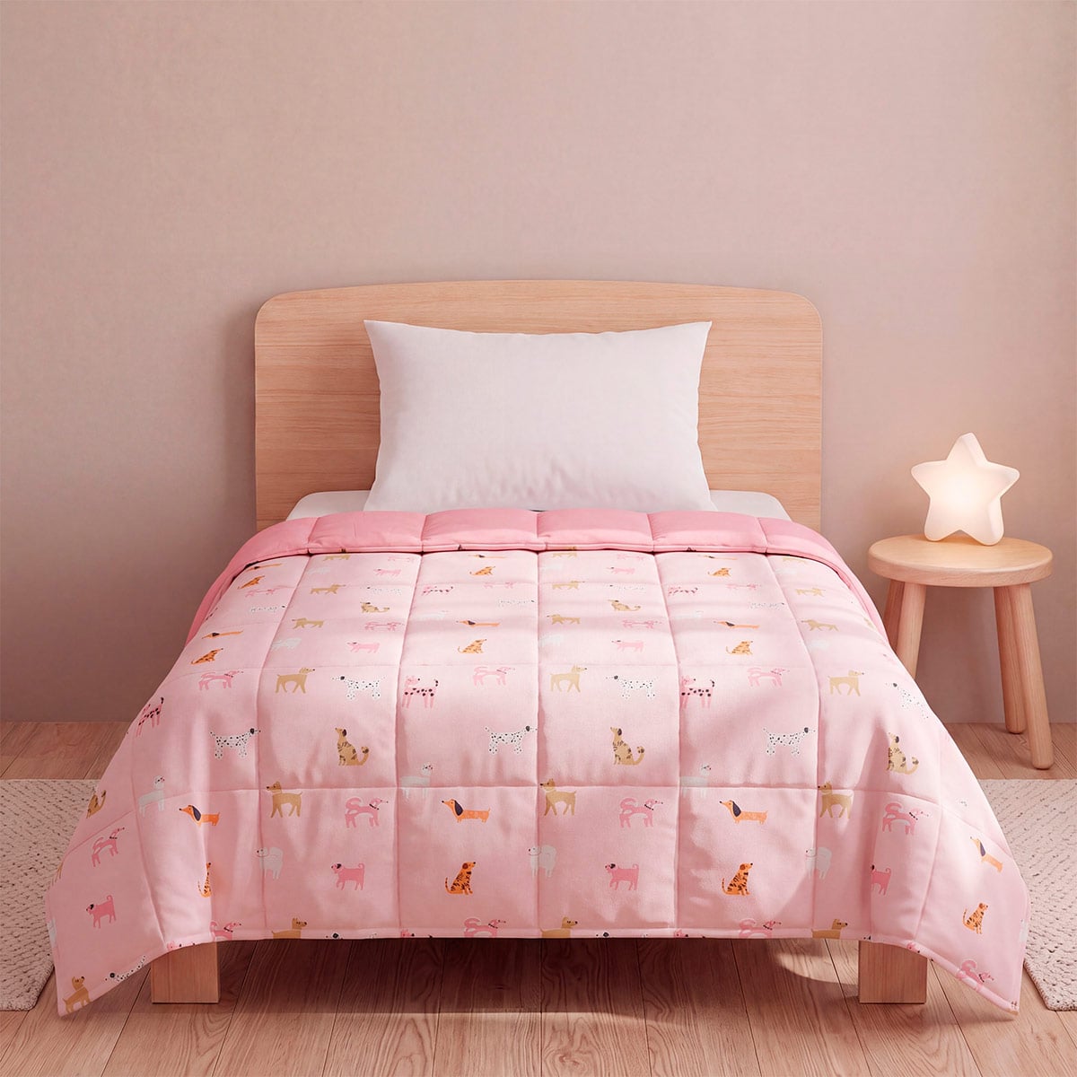 EDREDÓN RIPLEY HOME MICROFIBRA 1.5 PLAZAS PERRITO ROSA - 1