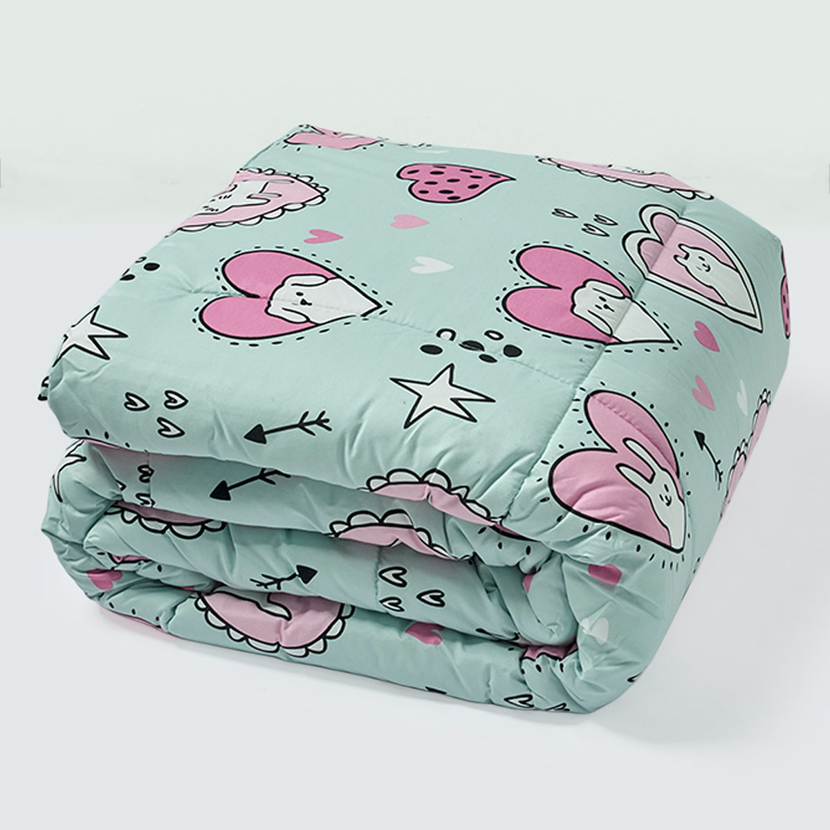 EDREDÓN RIPLEY HOME MICROFIBRA 1.5 PLAZAS CORAZONES ROSA - 4
