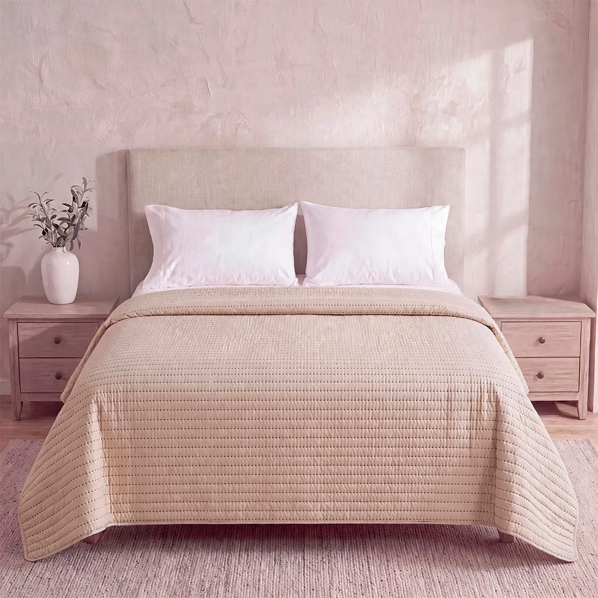 CUBRECAMA MAISON LINETT STITCHING QUEEN BEIGE - 1