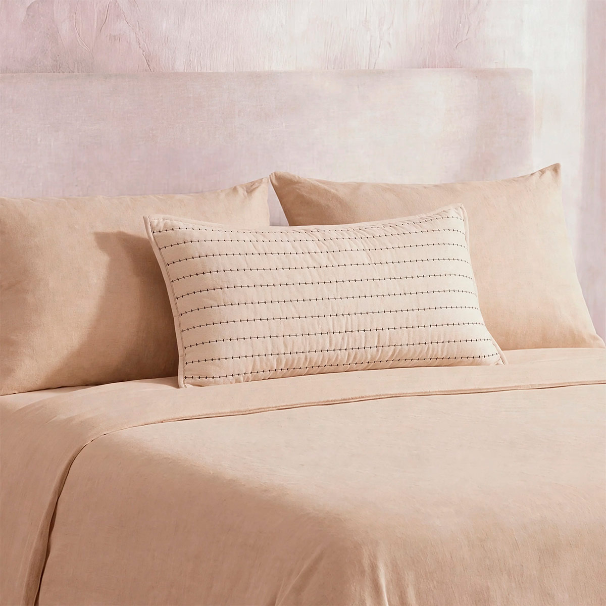 FUNDA DE ALMOHADA MAISON LINETT CUBRECAMA STITCHING 50X70 CM BEIGE - 1