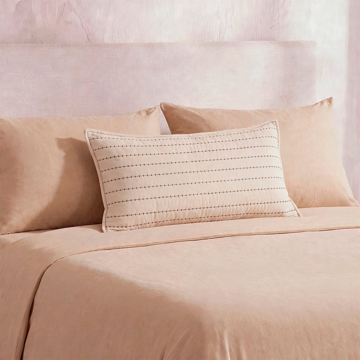 FUNDA DE ALMOHADA MAISON LINETT CUBRECAMA STITCHING 50X90 CM BEIGE - 1