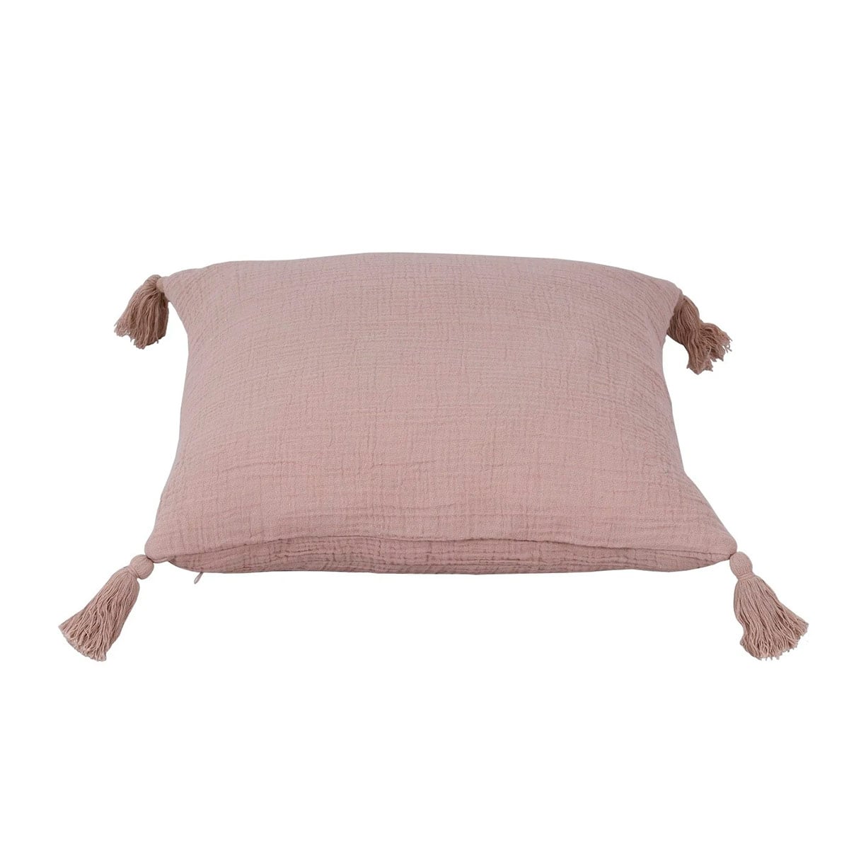 COJÍN RIPLEY HOME MUSELINA CON POMPONES 50X50 CM ROSADO - 2