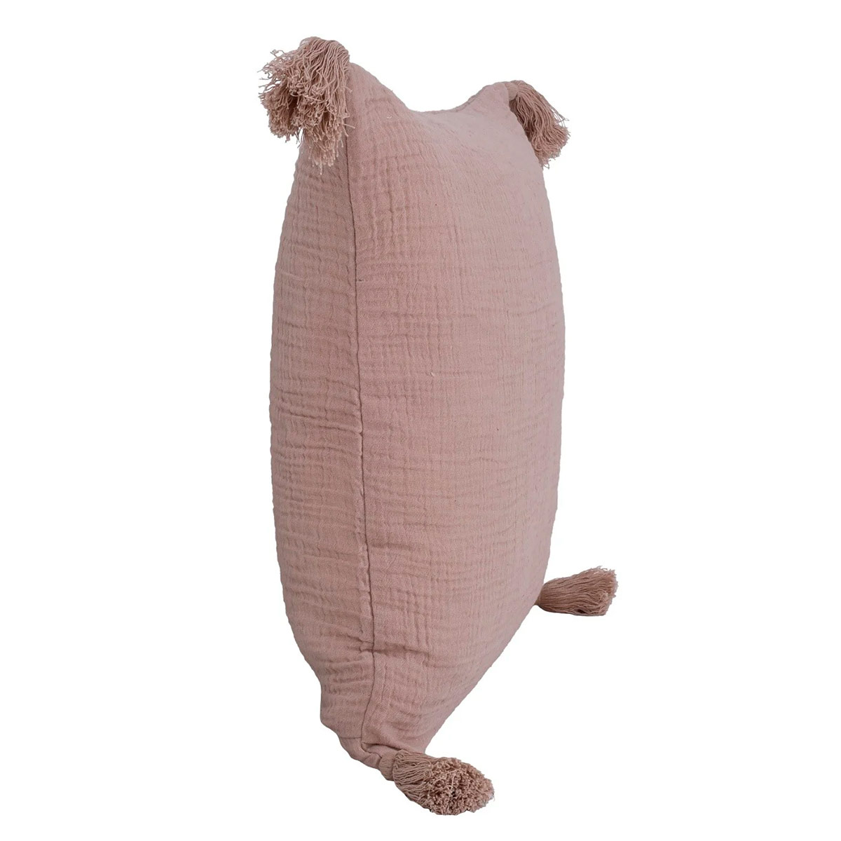 COJÍN RIPLEY HOME MUSELINA CON POMPONES 50X50 CM ROSADO - 3