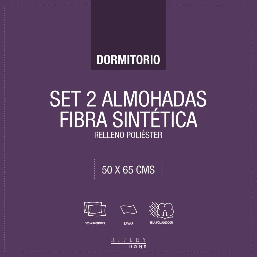 ALMOHADA RIPLEY HOME TWIN PACK STD 50 X 65 CM - 2