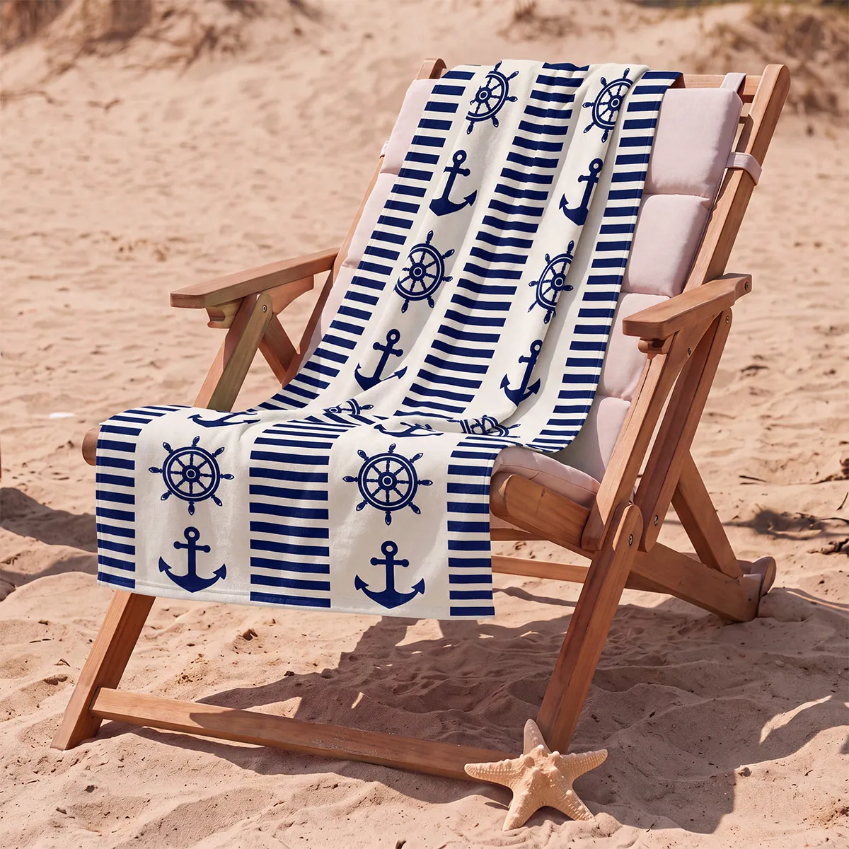 TOALLA DE PLAYA NAVIGATA VELOUR ROSA NAUTICA 80X160 CM - 1