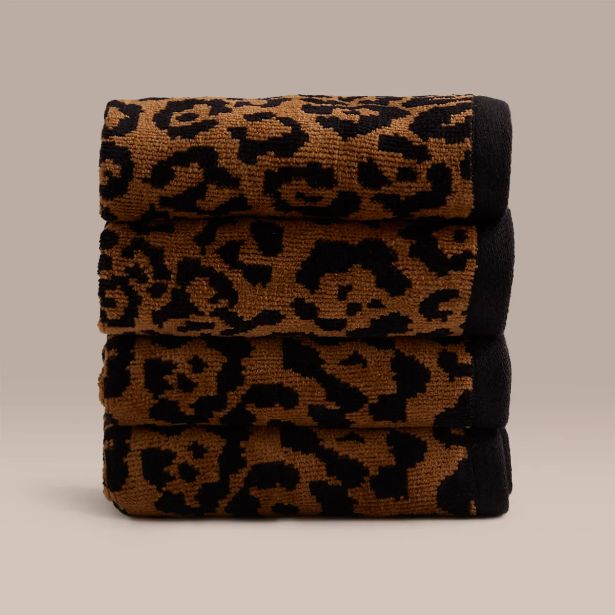 SETX4 TOALLAS DE CARA RIPLEY HOME ANIMAL PRINT TAUPE - 1