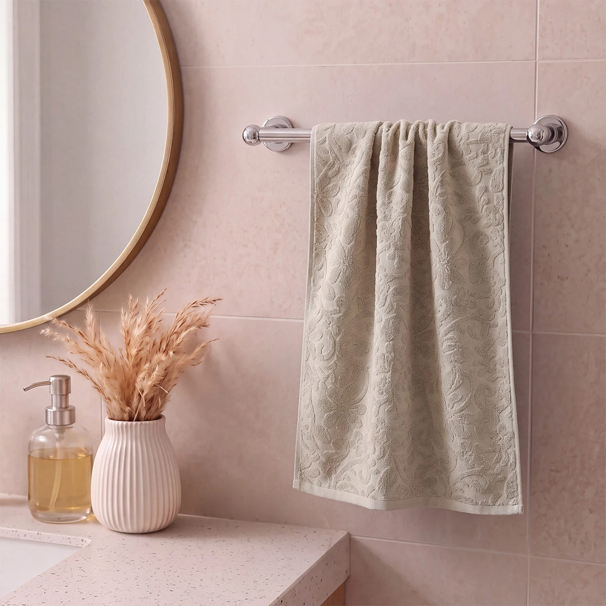 TOALLA DE MANO RIPLEY HOME JACQUARD BEIGE - 1