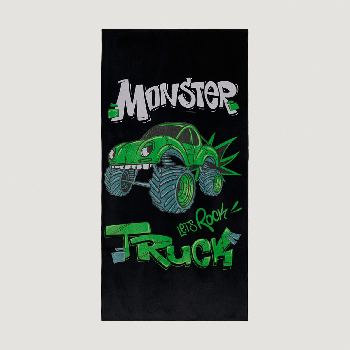 TOALLA DE PLAYA RIPLEY HOME MONSTER TRUCK VELOUR NEGRO - 2