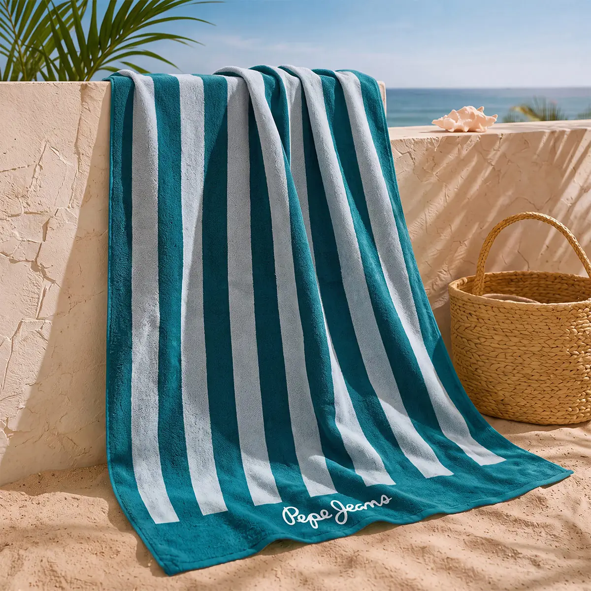 TOALLA DE PLAYA PEPE JEANS MICROFIBRA STRIPE AQUA - 1