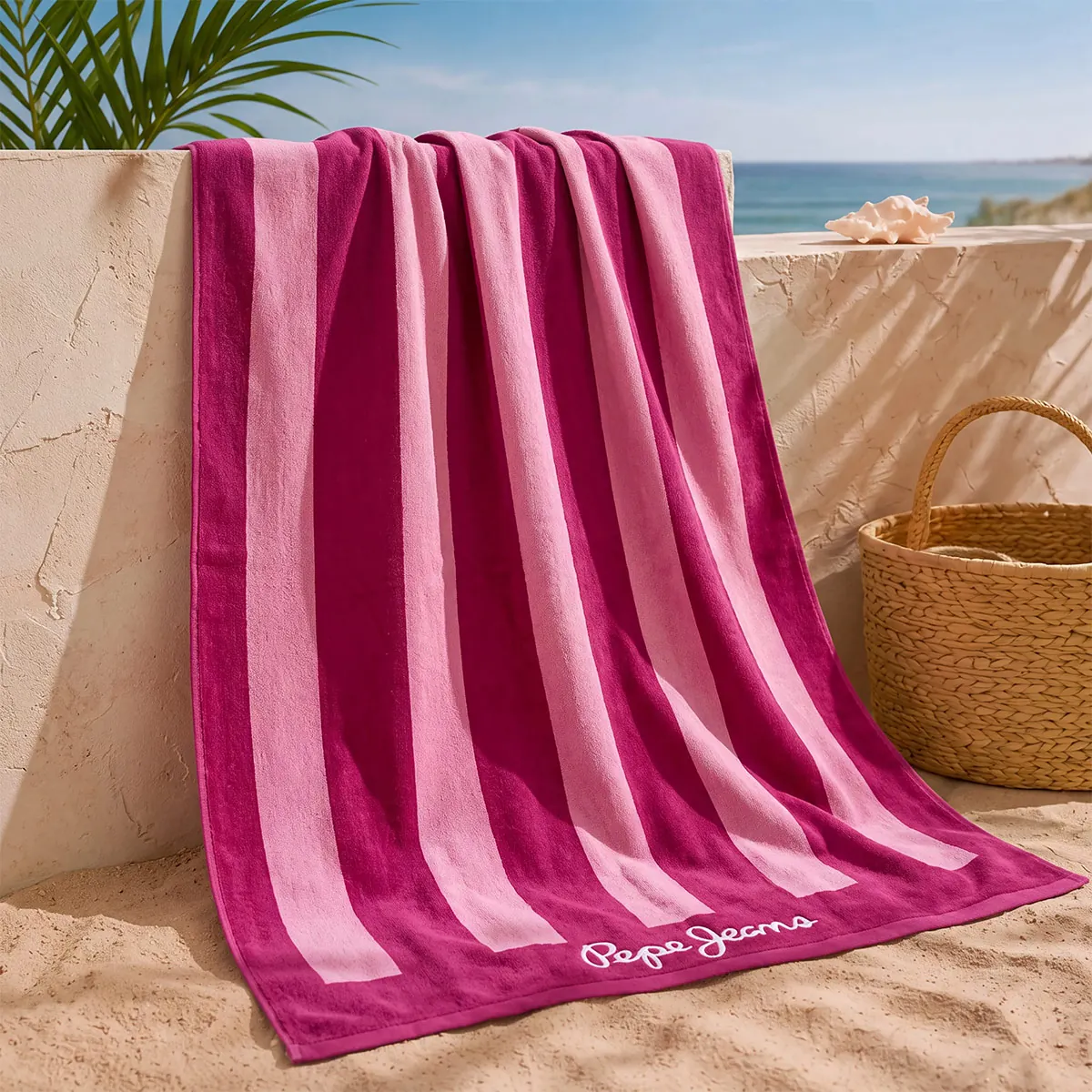 TOALLA DE PLAYA PEPE JEANS MICROFIBRA STRIPE FUCSIA - 1