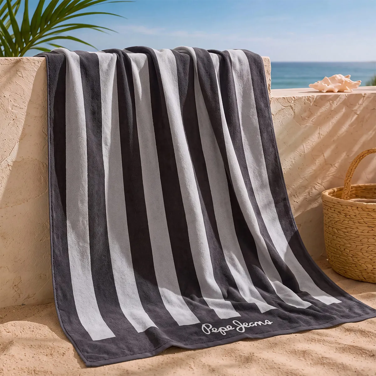 TOALLA DE PLAYA PEPE JEANS MICROFIBRA STRIPE NEGRO - 1