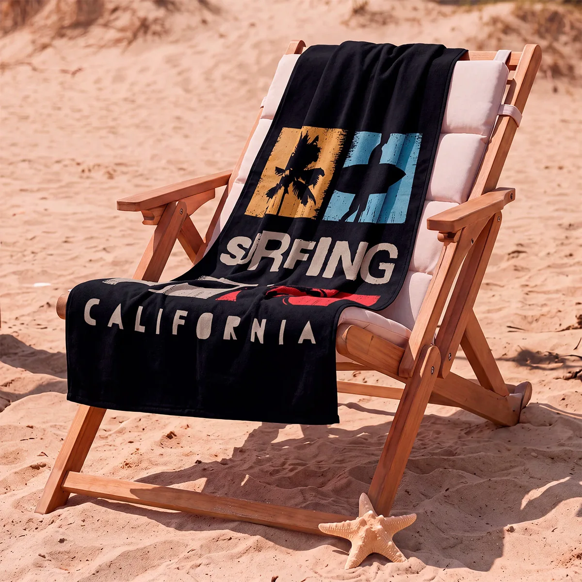 TOALLA DE PLAYA CLOUDBREAK VELOUR SURFING CALIFORNIA NEGRO - 1