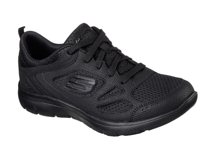 ZAPATILLAS MUJER SKECHERS RUNNING NEGRO 12982-BBK CUERO - 2