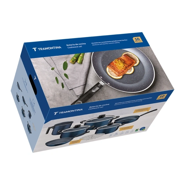 SET DE OLLAS TRAMONTINA 10 PIEZAS AZUL - 8