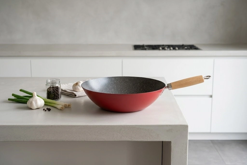 WOK DE ACERO AL CARBONO 30CM DENALI ROJO - 1