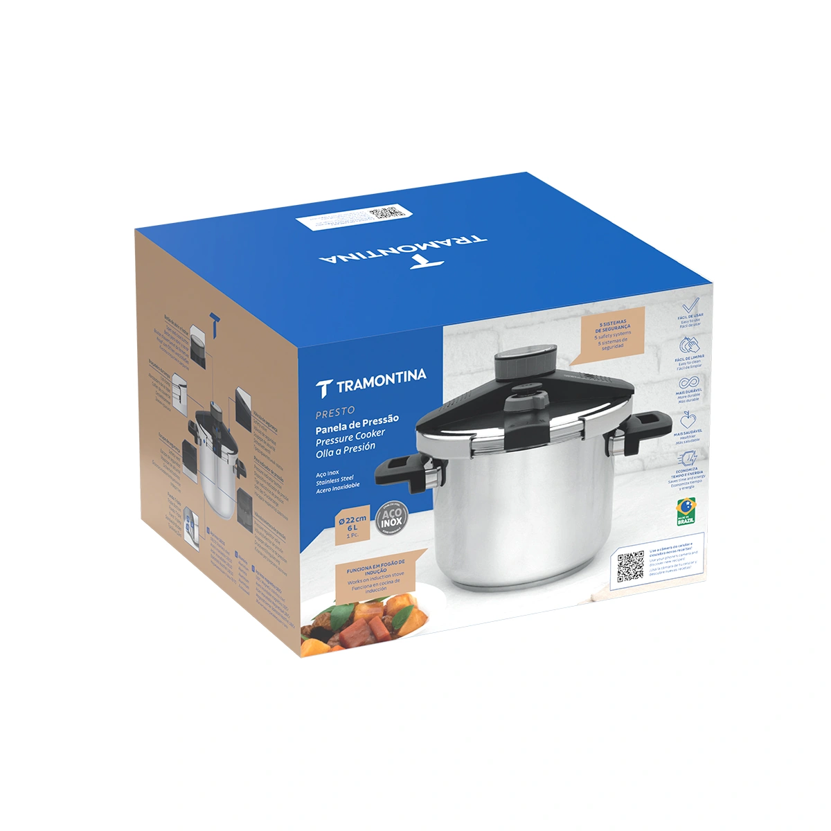 OLLA TRAMONTINA 62518/223-PRESTO PLATEADO 6 LT - 3