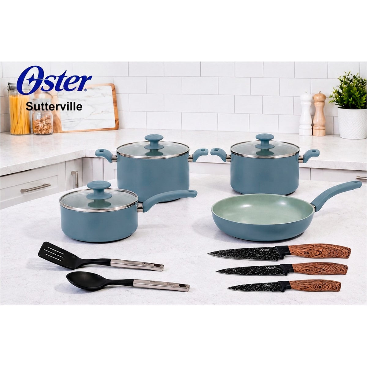 SET DE OLLAS OSTER SUTTERVILLE  12 PIEZAS SALVIA - 1