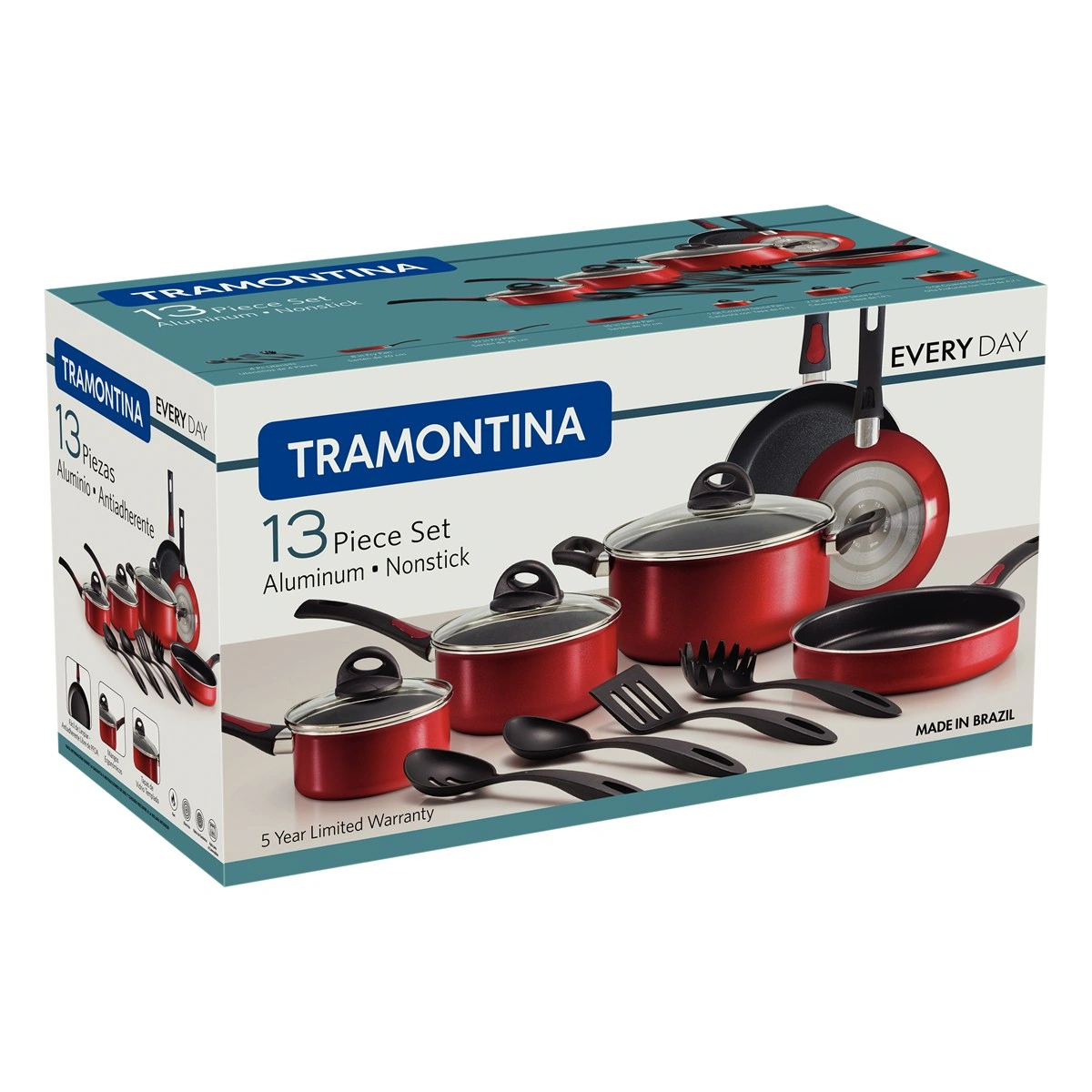SET DE OLLAS TRAMONTINA EVERYDAY 13 PIEZAS ROJO - 2