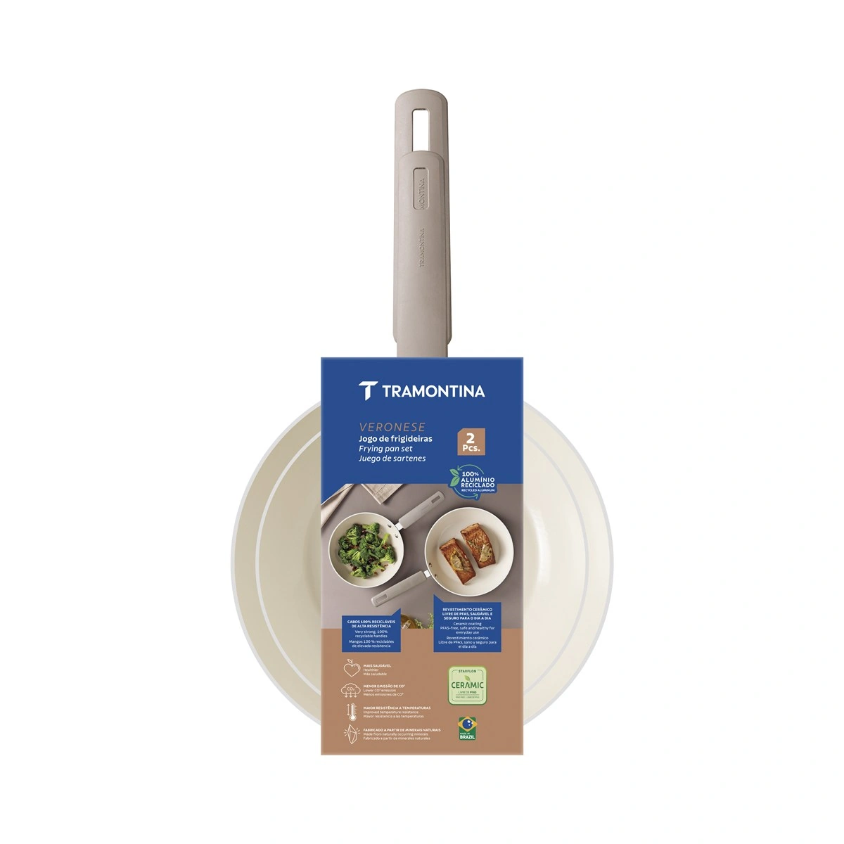 SARTÉN TRAMONTINA VERONESE ALUMINIO RECICLADO BEIGE - 2