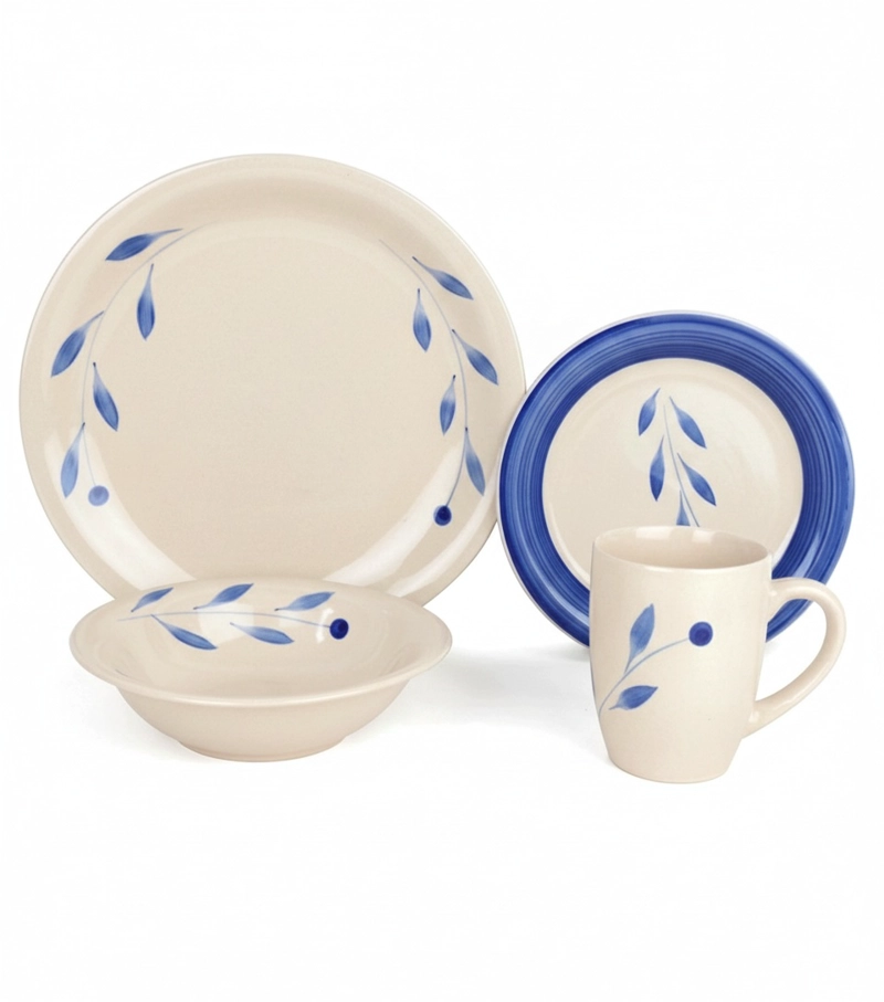 SET DE VAJILLA RIPLEY HOME LEAVES 16 PIEZAS AZUL - 1