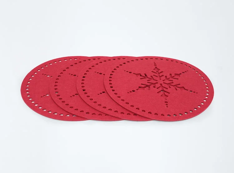 SET INDIVIDUALES RIPLEY HOME REDONDOS SNOWFLAKE 4 PIEZAS ROJO - 1