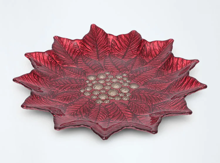 BANDEJA RIPLEY HOME POINSETTIA FLOR L ROJO VIDRIO - 1