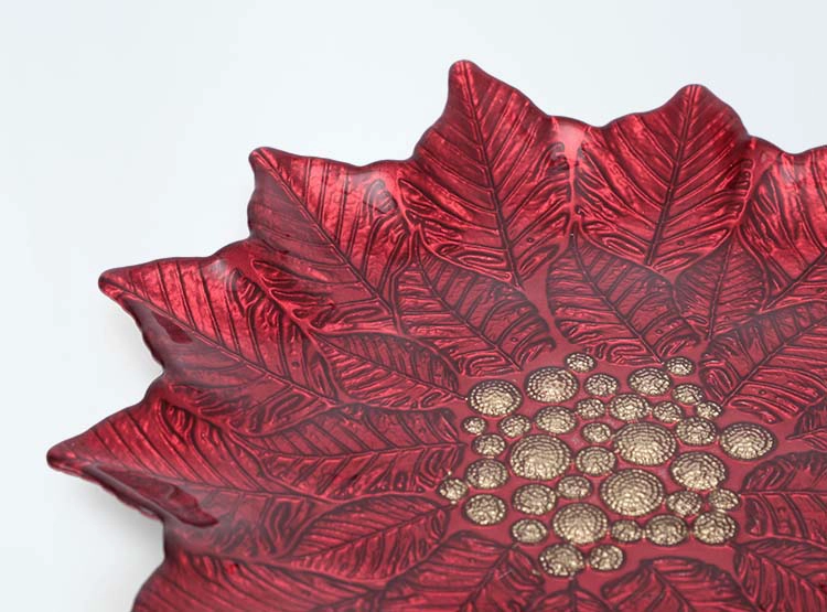 BANDEJA RIPLEY HOME POINSETTIA FLOR L ROJO VIDRIO - 2
