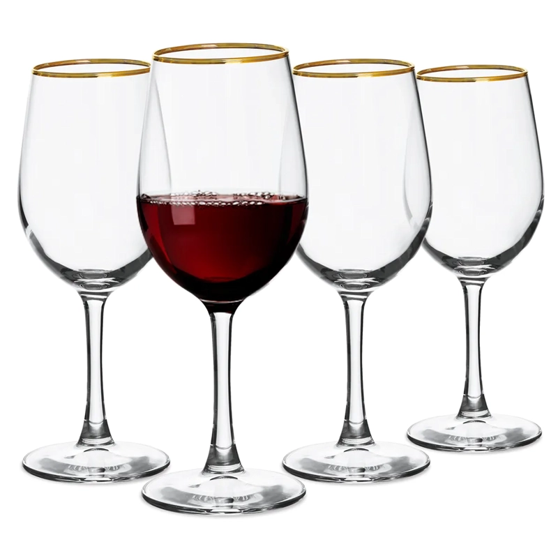 SET 4 COPAS DE VINO RIPLEY HOME BORDE DORADO VIDRIO - 1