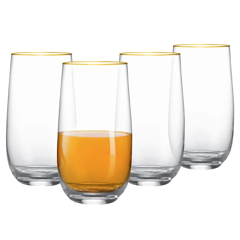 SET 4 VASOS RIPLEY HOME BORDE DORADO VIDRIO - 1