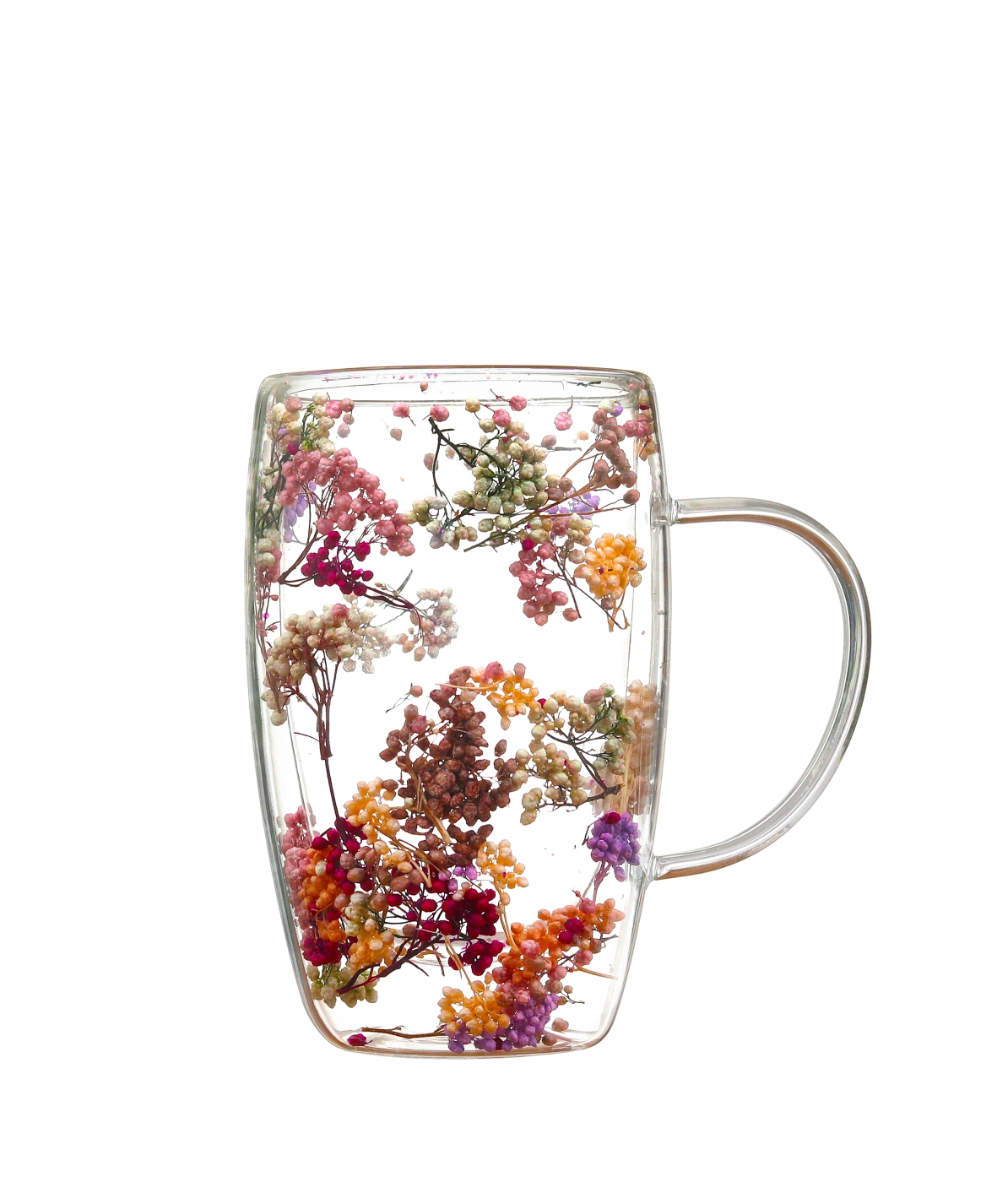 TAZA RIPLEY HOME DOBLE PARED FLORES ROSA VIDRIO - 1