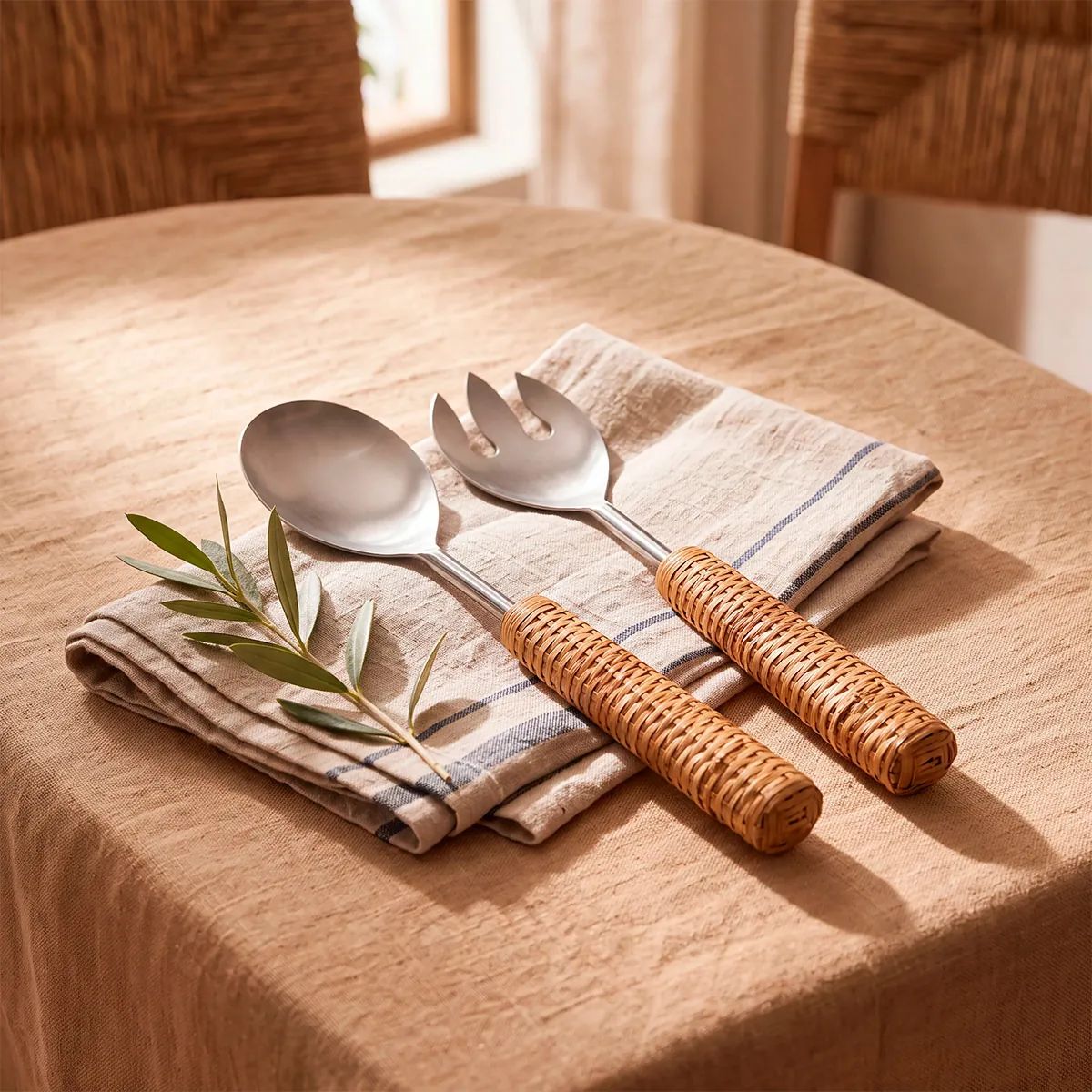 SET CUBIERTOS DE SERVIR RIPLEY HOME RATTAN CAPRI CAFÉ - 1