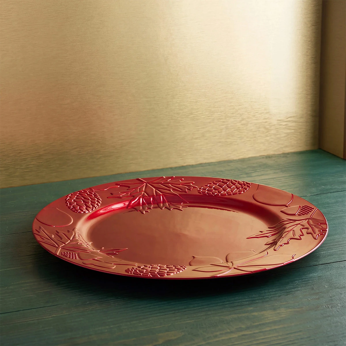 PLATO BASE RIPLEY HOME RAMAS Y PIÑAS ROJO - 1