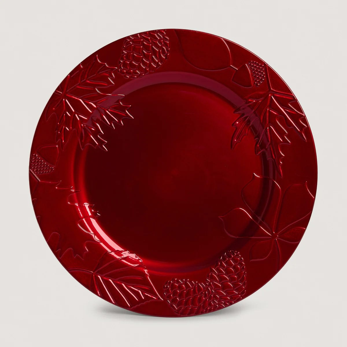 PLATO BASE RIPLEY HOME RAMAS Y PIÑAS ROJO - 2