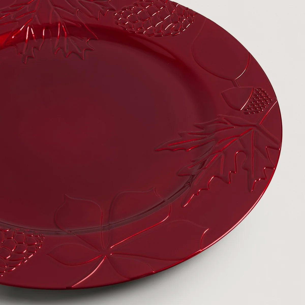 PLATO BASE RIPLEY HOME RAMAS Y PIÑAS ROJO - 3