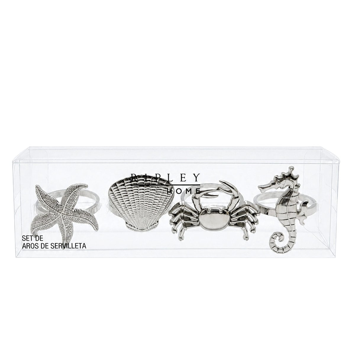 SET X4 PORTA SERVILLETAS RIPLEY HOME SILVER CAPRI AZUL - 5