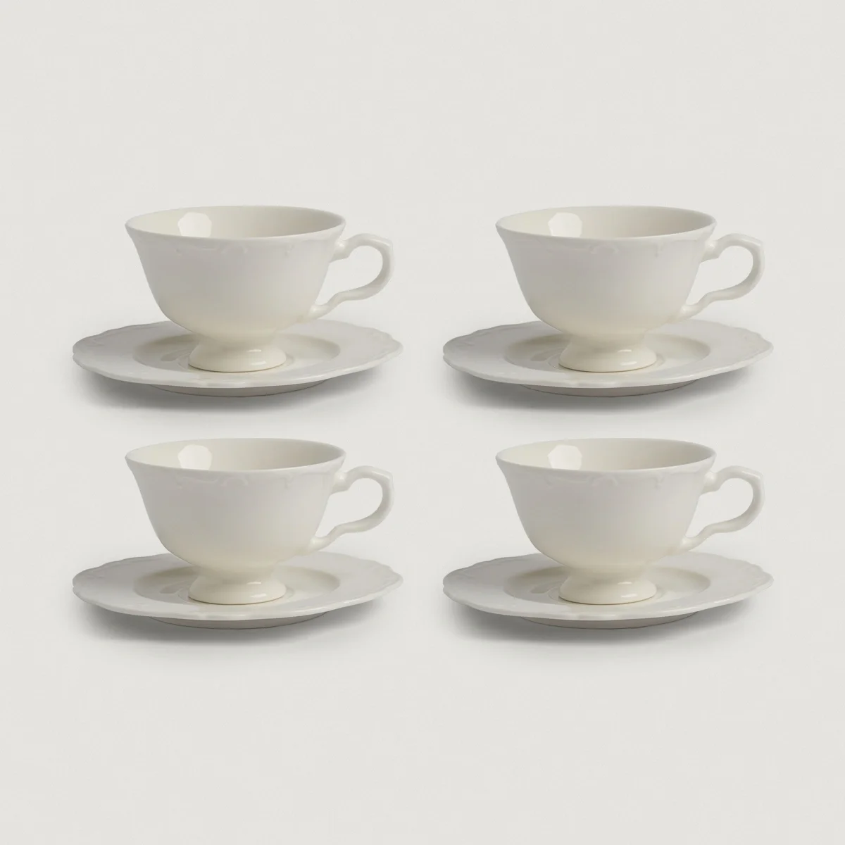 SET X4 TAZAS RIPLEY HOME CLASSIC COLLECTION CON PLATO BLANCO - 1