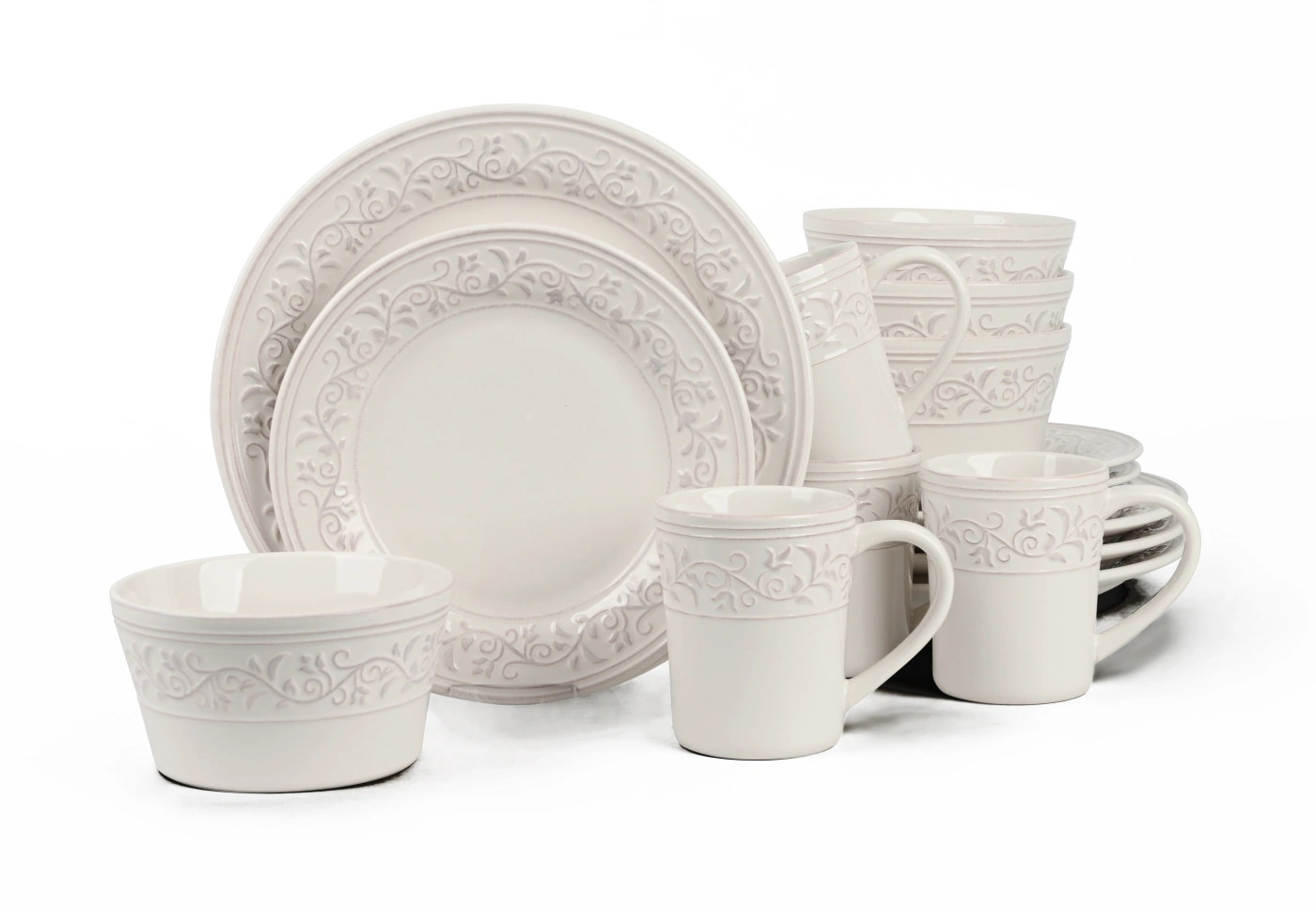 SET DE VAJILLA RIPLEY HOME BORDE FLORAL 16 PIEZAS BEIGE - 1