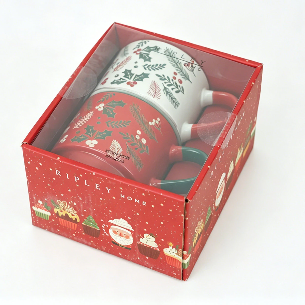 SET X12 MUG RIPLEY HOME HOJAS BLANCO/ROJO - 3
