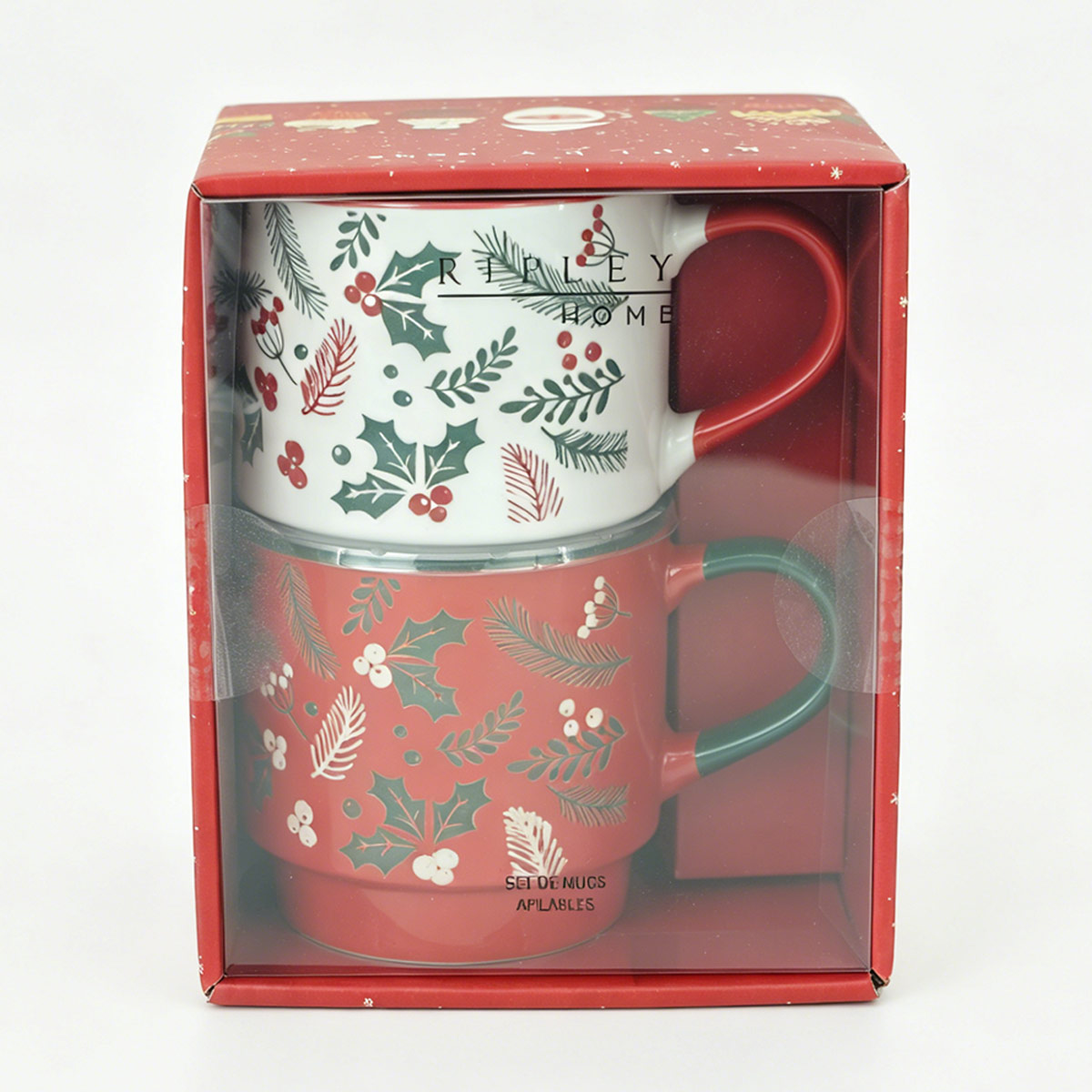 SET X12 MUG RIPLEY HOME HOJAS BLANCO/ROJO - 4