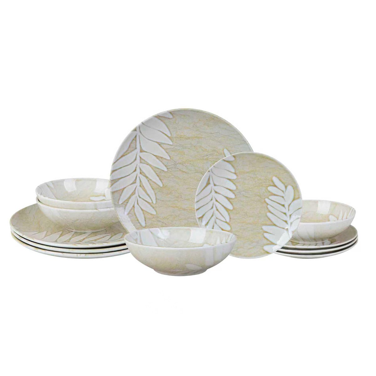 SET DE VAJILLA RIPLEY HOME LEAVES 12 PIEZAS BEIGE - 1