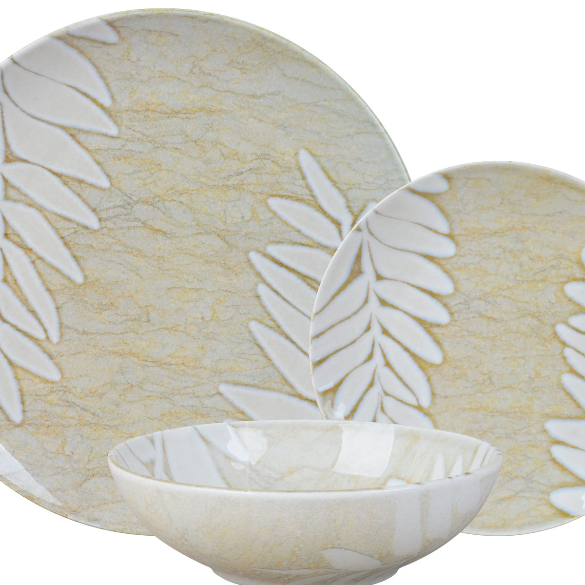 SET DE VAJILLA RIPLEY HOME LEAVES 12 PIEZAS BEIGE - 2