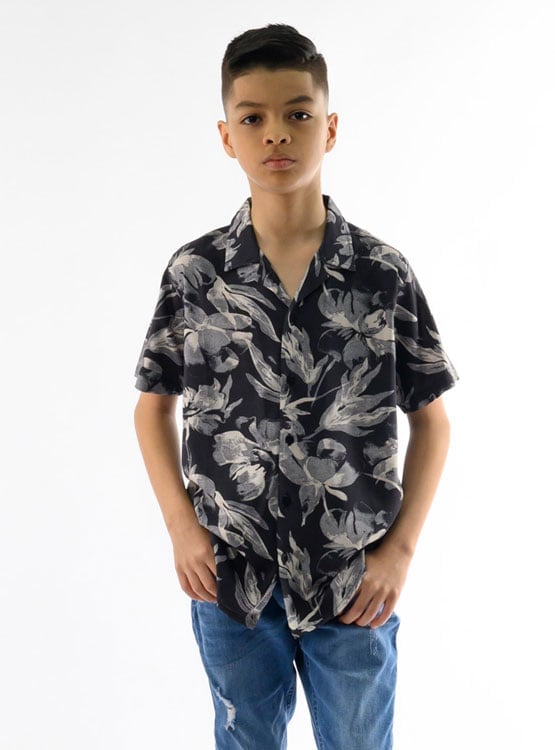 CAMISA MANGA CORTA NIÑO WOALLANCE GRIS ITALO - 1